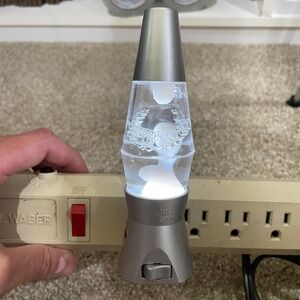 RARE Mini The Original Lava Brand Night Light Silver & White Plug In LED Light